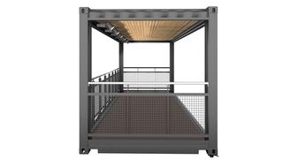 Container-Modul "Terrasse überdacht" mit Geländer