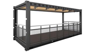 Container-Modul "Terrasse überdacht" mit Geländer